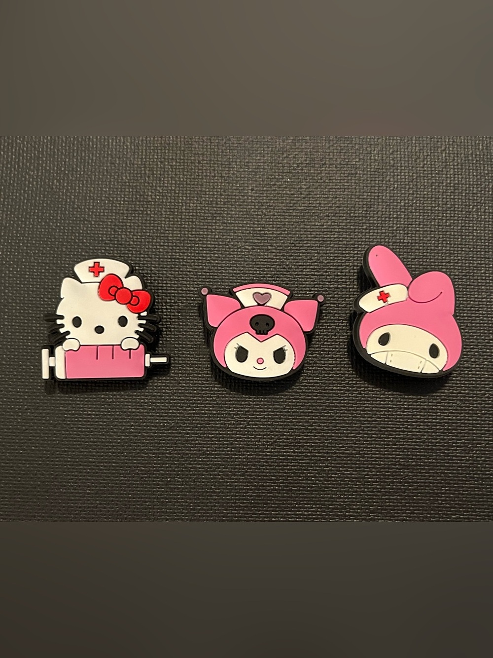 Sanrio Kuromi Pink Nurse PVC Shoe Charm Set of 3